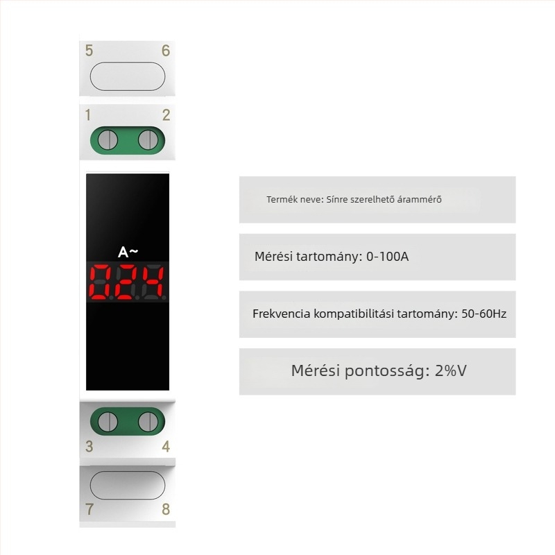DIN-sínre szerelhető feszültség- és áramerősség-mérő, mini digitális kijelző, AC 220/380V frekvenciamérő