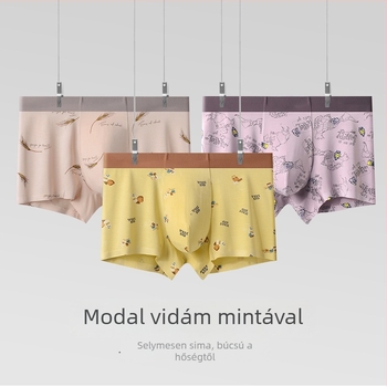 Férfi boxeralsó modal anyagú, nyomott mintával, antibakteriális belső réteggel, aranyos animációs dizájn