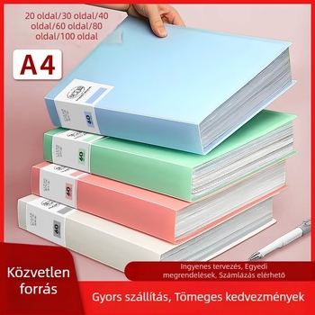 Morandi A4 Adatkönyv 100 oldallal, oldalsó zsebekkel, diák dolgozatok tárolására