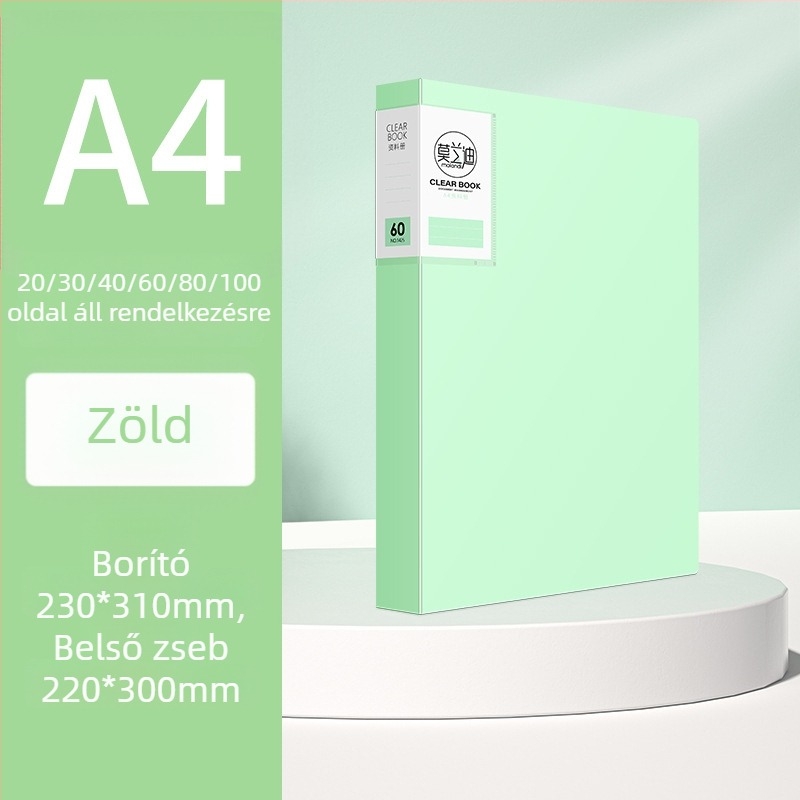 Morandi A4 Adatkönyv 100 oldallal, oldalsó zsebekkel, diák dolgozatok tárolására