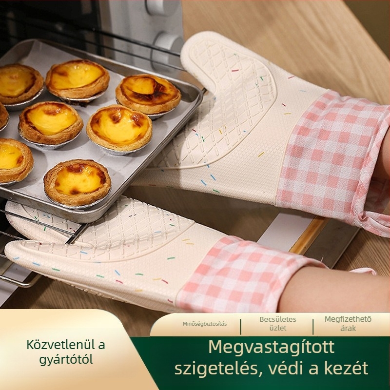 Hőálló szilikon kesztyű sütőhöz és mikróhoz, extra vastag konyhai hőszigetelő kesztyű