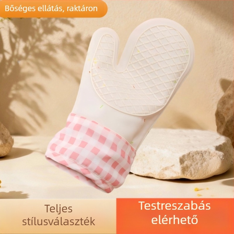 Hőálló szilikon kesztyű sütőhöz és mikróhoz, extra vastag konyhai hőszigetelő kesztyű