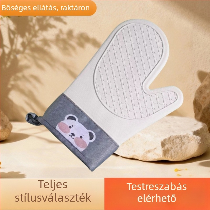Hőálló szilikon kesztyű sütőhöz és mikróhoz, extra vastag konyhai hőszigetelő kesztyű