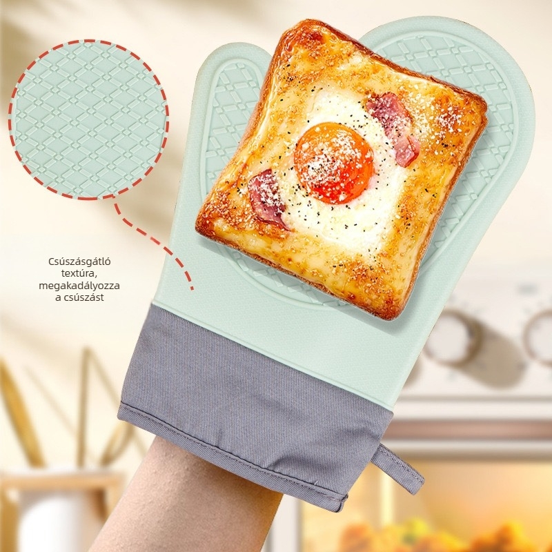 Star Chef szilikonból készült szigetelt sütő- és konyhai kesztyű, 29 cm hosszú, hőálló, csúszásmentes, vastagított kivitel
