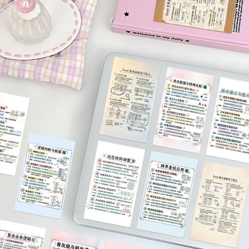 48 matricák általános- és középiskolai matematikai versenyekhez, Excel függvények tanulásához készült matricák és notebook dekorációs matricák