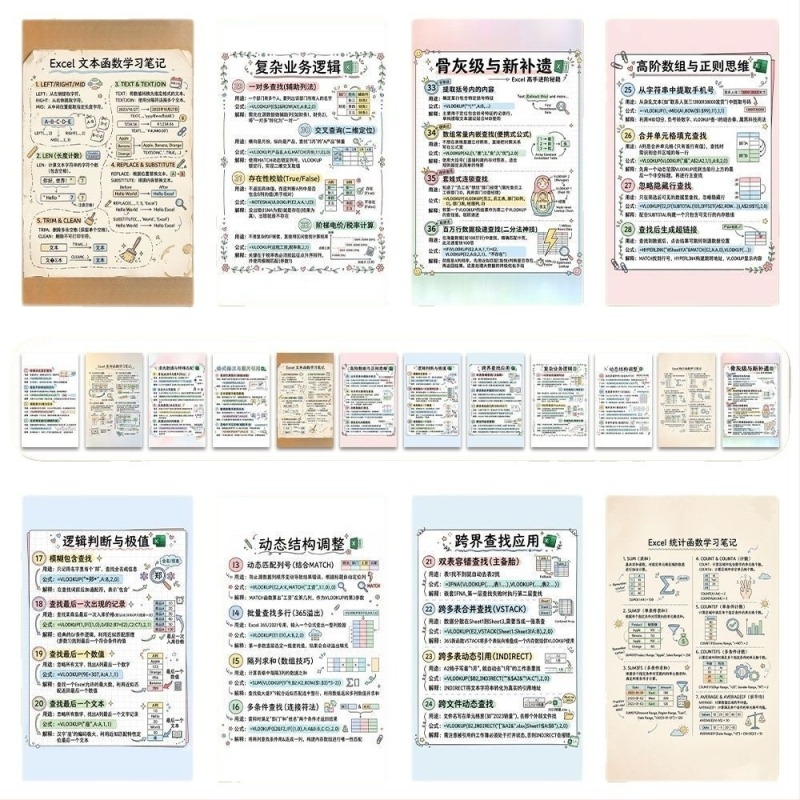 48 matricák általános- és középiskolai matematikai versenyekhez, Excel függvények tanulásához készült matricák és notebook dekorációs matricák