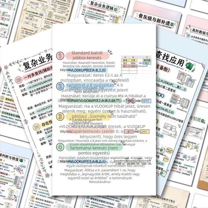 48 matricák általános- és középiskolai matematikai versenyekhez, Excel függvények tanulásához készült matricák és notebook dekorációs matricák