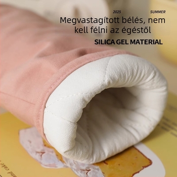 Hőszigetelő konyhai kesztyűk, magas hőállóságú, égés elleni védelem, 28 cm, gyapotbéléses
