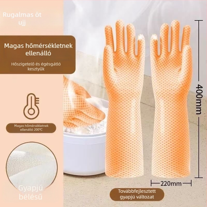 Élelmiszer-minőségű szilikon sütőkesztyűk, vastagított kivitelben, hőálló 100°C-ig, sütéshez és mosogatáshoz