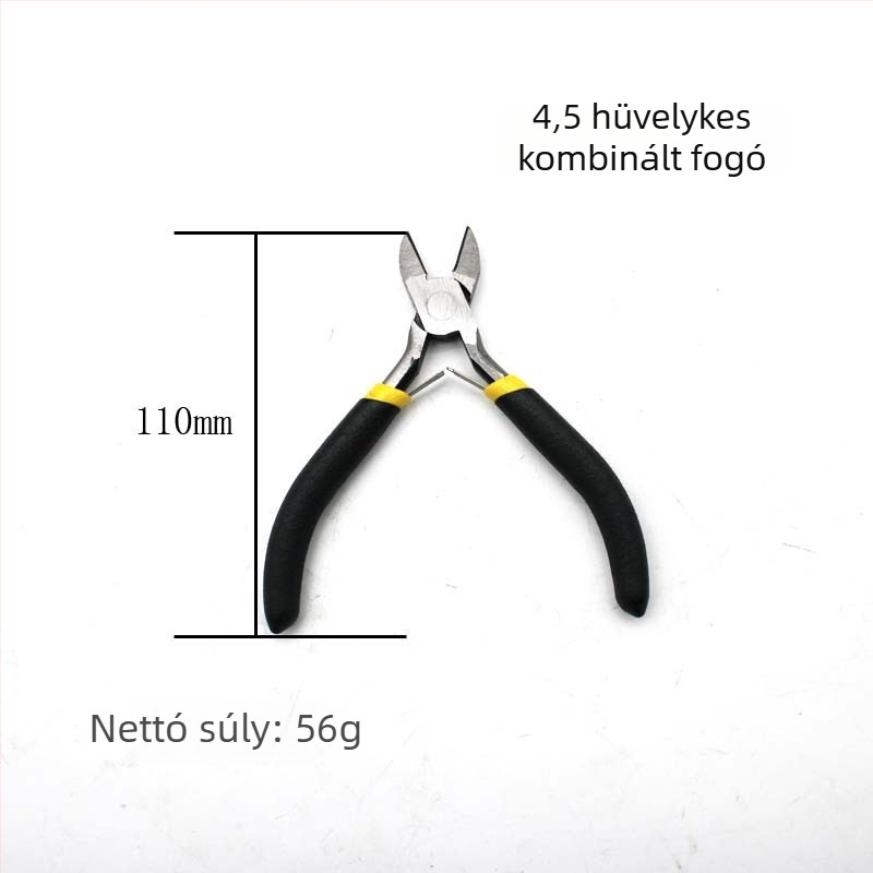4,5 hüvelykes mini fogó, 8 részes készlet fekete-sárga markolattal, többfunkciós kéziszerszámok, diagonális vágó fogó, tűorrú fogó, síkorrú fogó