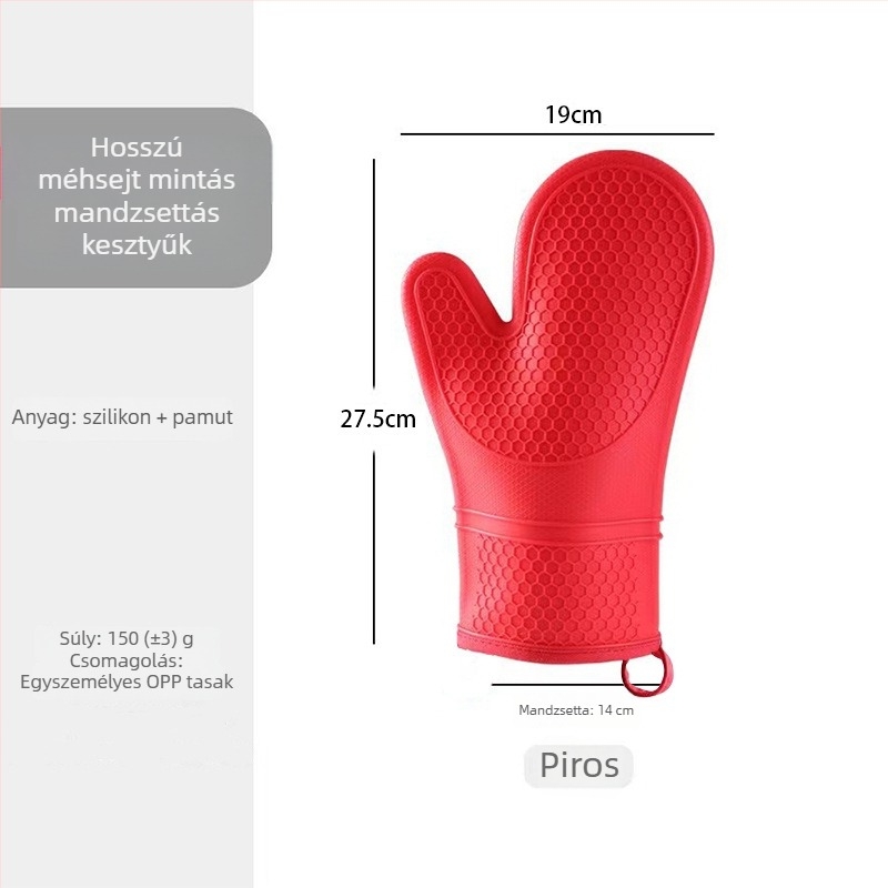 Szilikon méhsejt mintás kesztyű sütéshez a konyhában, hővédő