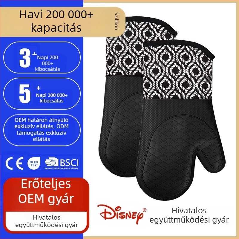 Kötél mintázatú szilikon kesztyű mikrohullámú sütőhöz, égésvédő, csúszásmentes, hőszigetelő, élelmiszerbiztonságú, nagy hőállóságú