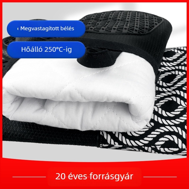 Kötél mintázatú szilikon kesztyű mikrohullámú sütőhöz, égésvédő, csúszásmentes, hőszigetelő, élelmiszerbiztonságú, nagy hőállóságú