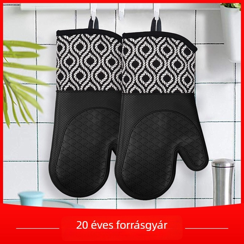 Kötél mintázatú szilikon kesztyű mikrohullámú sütőhöz, égésvédő, csúszásmentes, hőszigetelő, élelmiszerbiztonságú, nagy hőállóságú