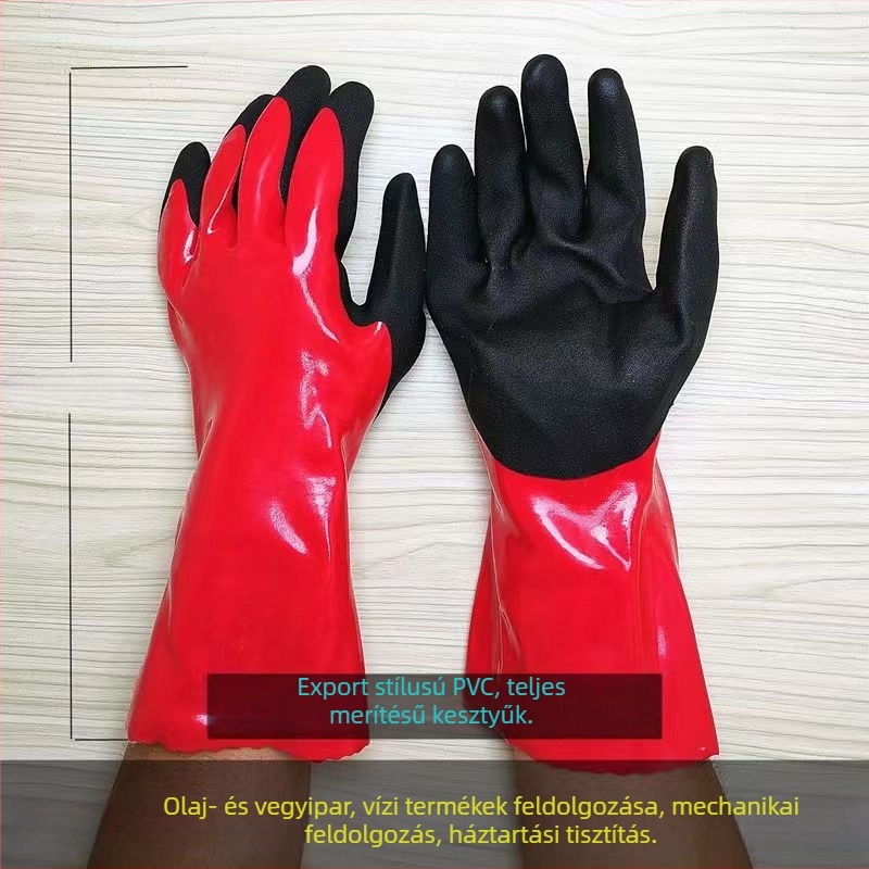 Nitril olaj- és sav-bázisálló, hosszított ipari kopásálló kesztyűk, csúszásmentes és vízálló a vízi termékek feldolgozásához