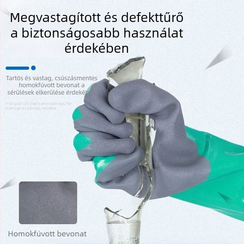 Nitril olaj- és sav-bázisálló, hosszított ipari kopásálló kesztyűk, csúszásmentes és vízálló a vízi termékek feldolgozásához