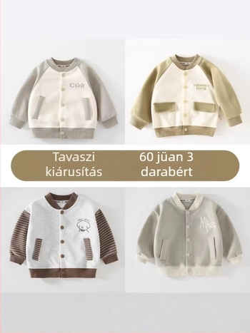 Gyerekeknek szóló tavaszi baseball kabát, pamut, kényelmes, uniszex