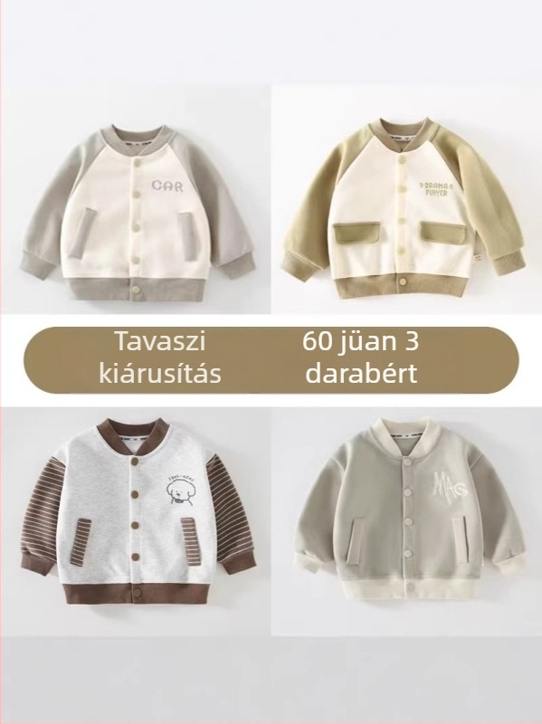 Gyerekeknek szóló tavaszi baseball kabát, pamut, kényelmes, uniszex