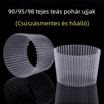 Eldobható, átlátszó műanyag pohárhüvely tej-teához hőszigeteléssel, 90/95/98 mm átmérőjű poharakhoz