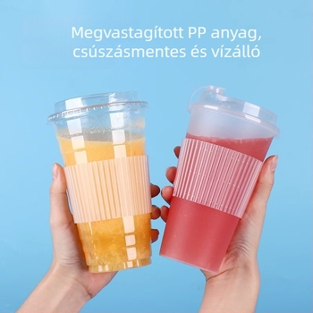 Eldobható, átlátszó műanyag pohárhüvely tej-teához hőszigeteléssel, 90/95/98 mm átmérőjű poharakhoz
