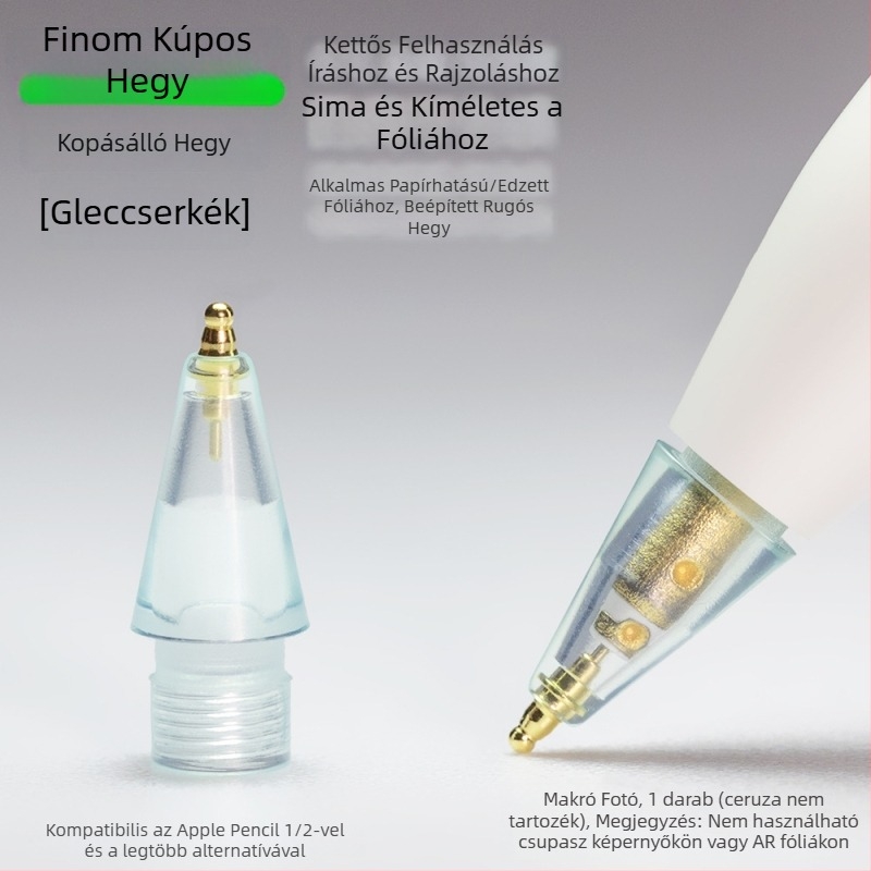 Apple Pencil-hez illeszkedő kopásálló fém heg, vékony tök alakú csúccsal íráshoz