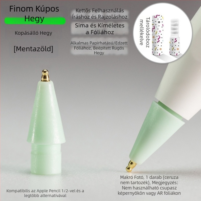 Apple Pencil-hez illeszkedő kopásálló fém heg, vékony tök alakú csúccsal íráshoz
