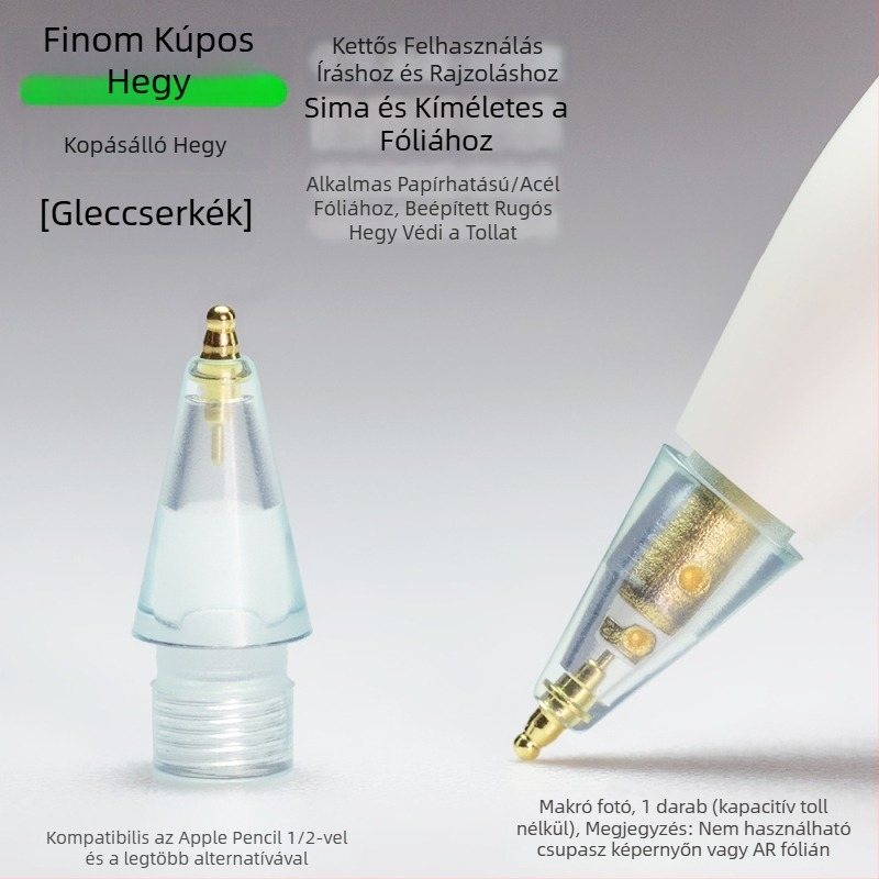 Apple Pencil-hez illeszkedő kopásálló fém heg, vékony tök alakú csúccsal íráshoz