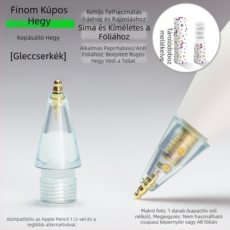 Apple Pencil-hez illeszkedő kopásálló fém heg, vékony tök alakú csúccsal íráshoz