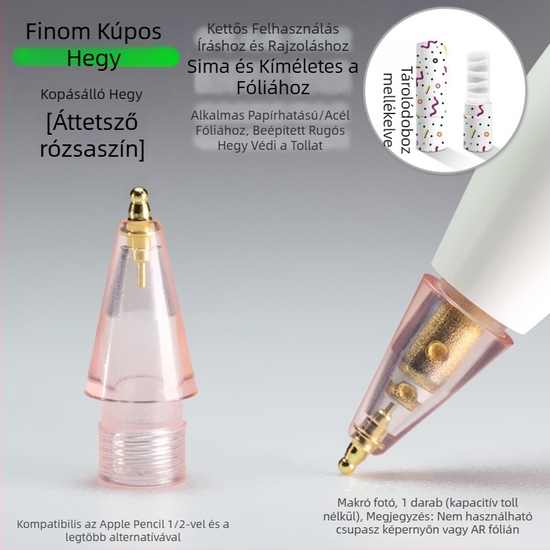 Apple Pencil-hez illeszkedő kopásálló fém heg, vékony tök alakú csúccsal íráshoz