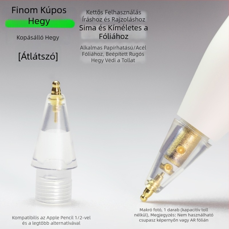 Apple Pencil-hez illeszkedő kopásálló fém heg, vékony tök alakú csúccsal íráshoz