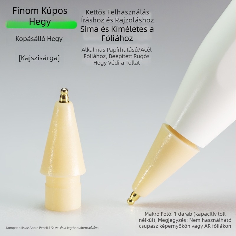 Apple Pencil-hez illeszkedő kopásálló fém heg, vékony tök alakú csúccsal íráshoz