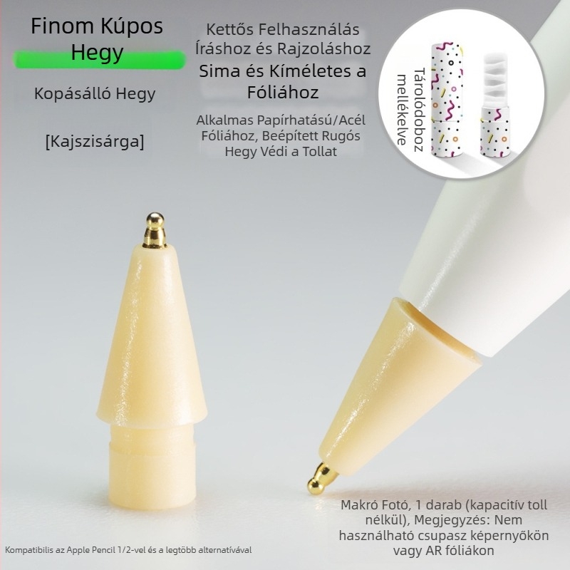Apple Pencil-hez illeszkedő kopásálló fém heg, vékony tök alakú csúccsal íráshoz