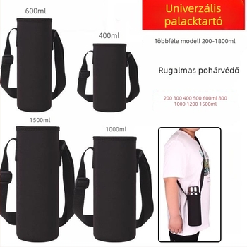 Általános termosz pohárvédő tok, keresztpántos vagy kézi hordozásra, rugalmas szigetelés, 500 ml