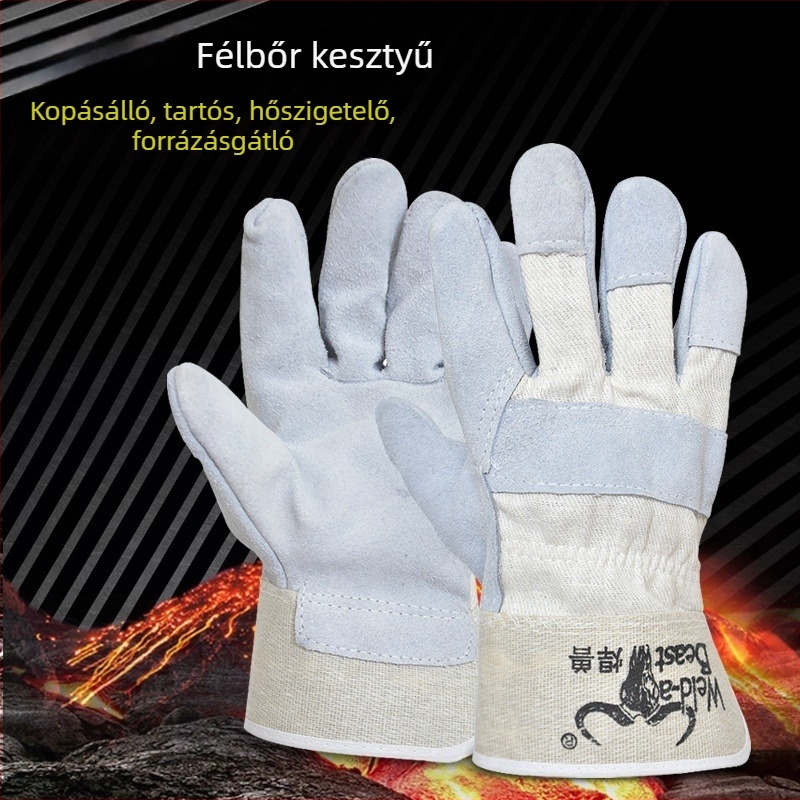 Welding Beast két réteg marhabőr hegesztőkesztyűk, hőálló, kopásálló és tűzálló