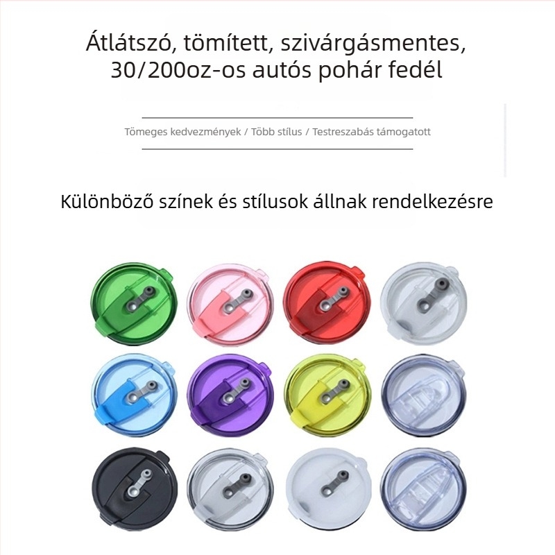 Átlátszó műanyag kupak autó pohárhoz 20oz/30oz, nyomófedél és fedél szívószálhoz