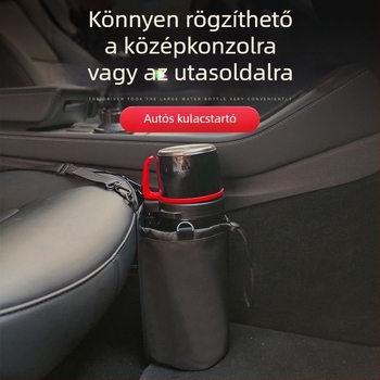Autóba szerelhető vízpalacktartó pohártartóval és termosz