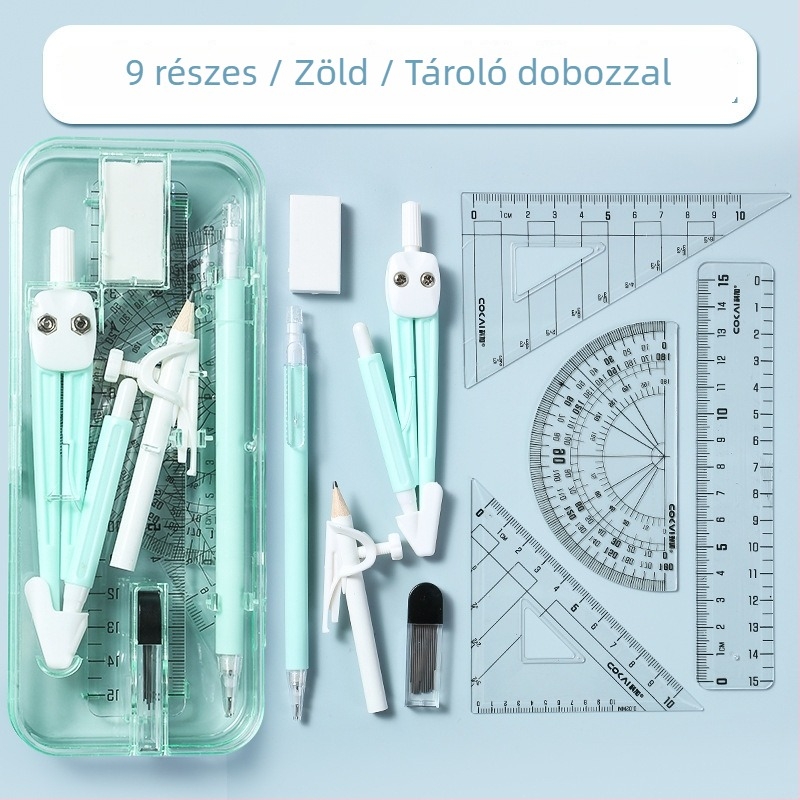Kejia 9 részes vonalzókészlet körzőkkel, diákok számára – rajzeszközök