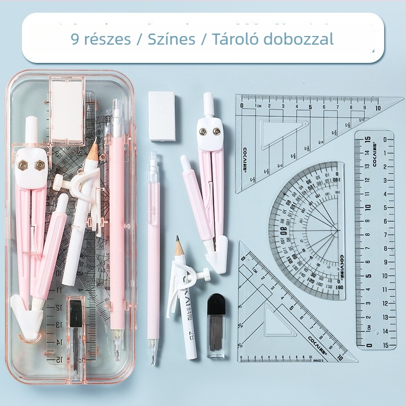 Kejia 9 részes vonalzókészlet körzőkkel, diákok számára – rajzeszközök