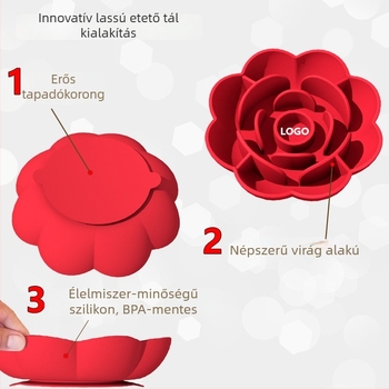 Szilikonból készült lassú etetéses kutyatál, rózsa alakú, könnyen tisztítható