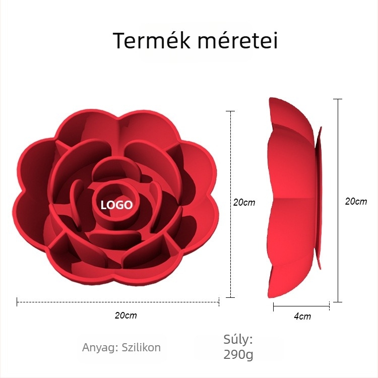 Szilikonból készült lassú etetéses kutyatál, rózsa alakú, könnyen tisztítható
