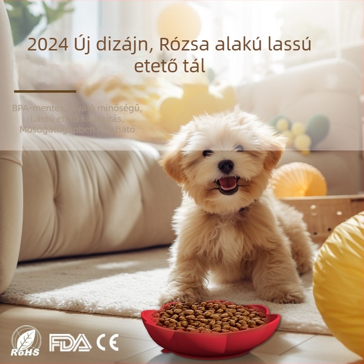 Szilikonból készült lassú etetéses kutyatál, rózsa alakú, könnyen tisztítható