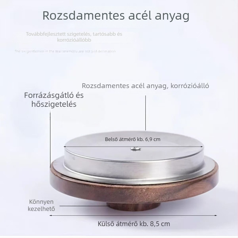 Gunas diófából készült pohár fedéllel, rozsdamentes acél és üveg kiegészítőkkel