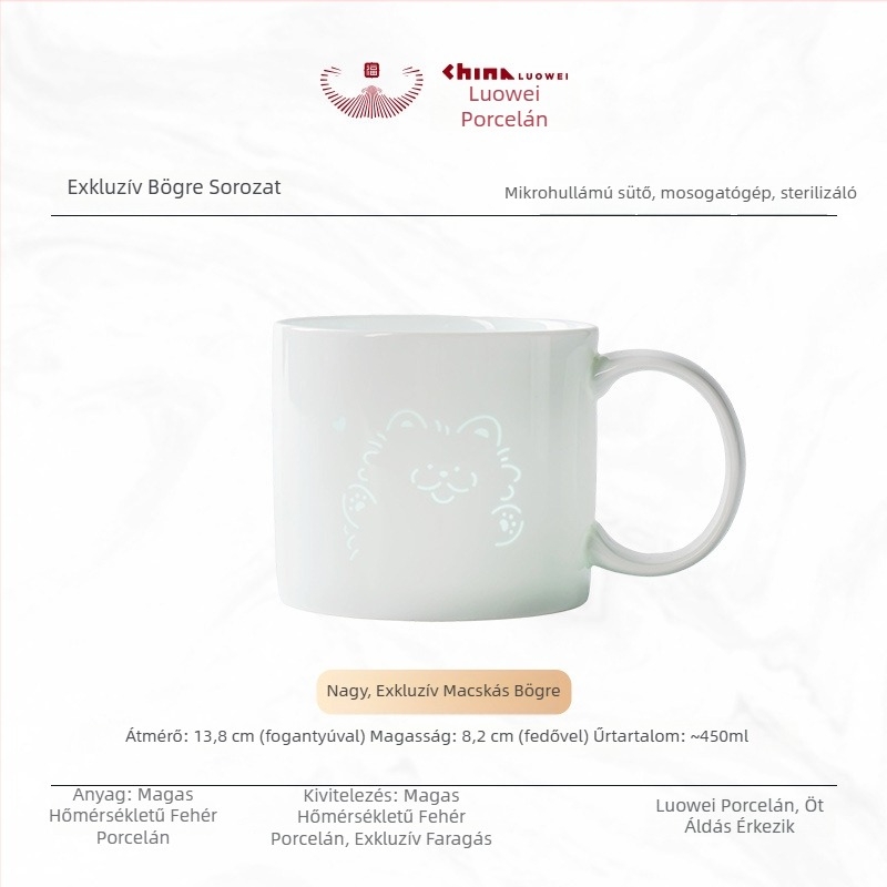 Finom fehér porcelán bögre kávéhoz és teához, irodai és otthoni használatra, aláglazúr színnel