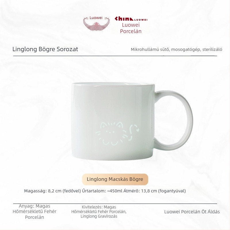 Finom fehér porcelán bögre kávéhoz és teához, irodai és otthoni használatra, aláglazúr színnel