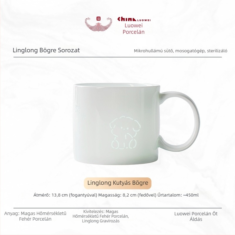 Finom fehér porcelán bögre kávéhoz és teához, irodai és otthoni használatra, aláglazúr színnel
