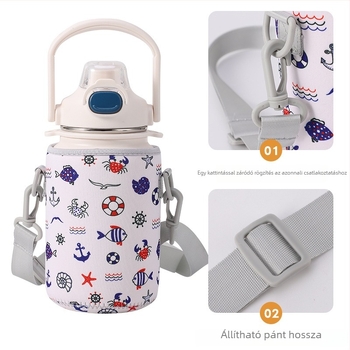 900–1000 ml-es neoprénes védőhüvely termospohárhoz, ideális túrázáshoz, tárolórekesszel