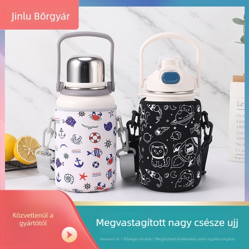 900–1000 ml-es neoprénes védőhüvely termospohárhoz, ideális túrázáshoz, tárolórekesszel