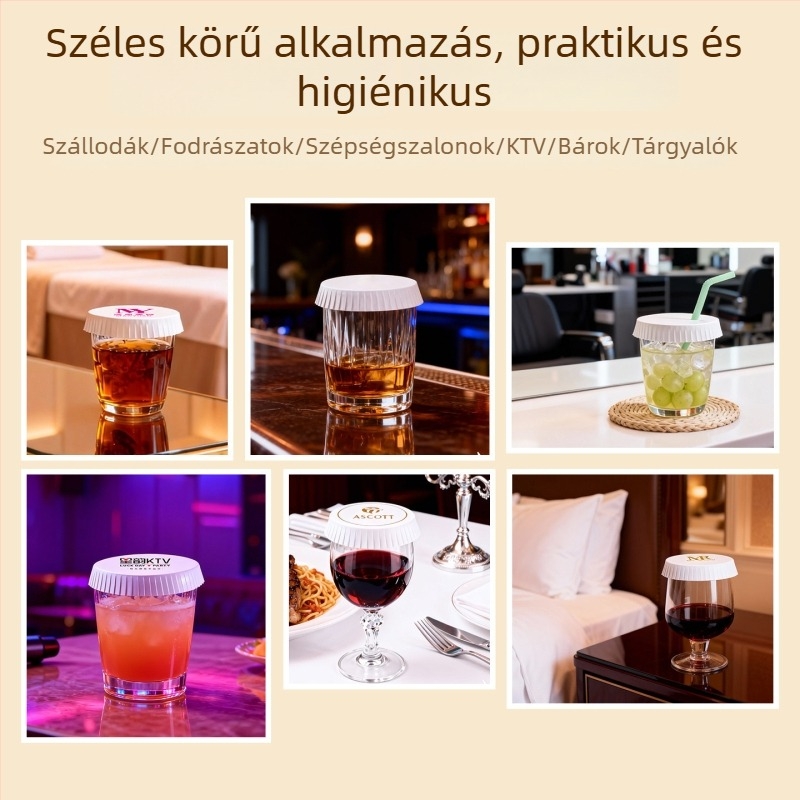 Egyedi, egyszer használatos papír pohárfedők borospohárhoz, szállodákhoz, KTV-khez, bárokhoz és éttermekhez; pohárfedők fodrászszalonokhoz