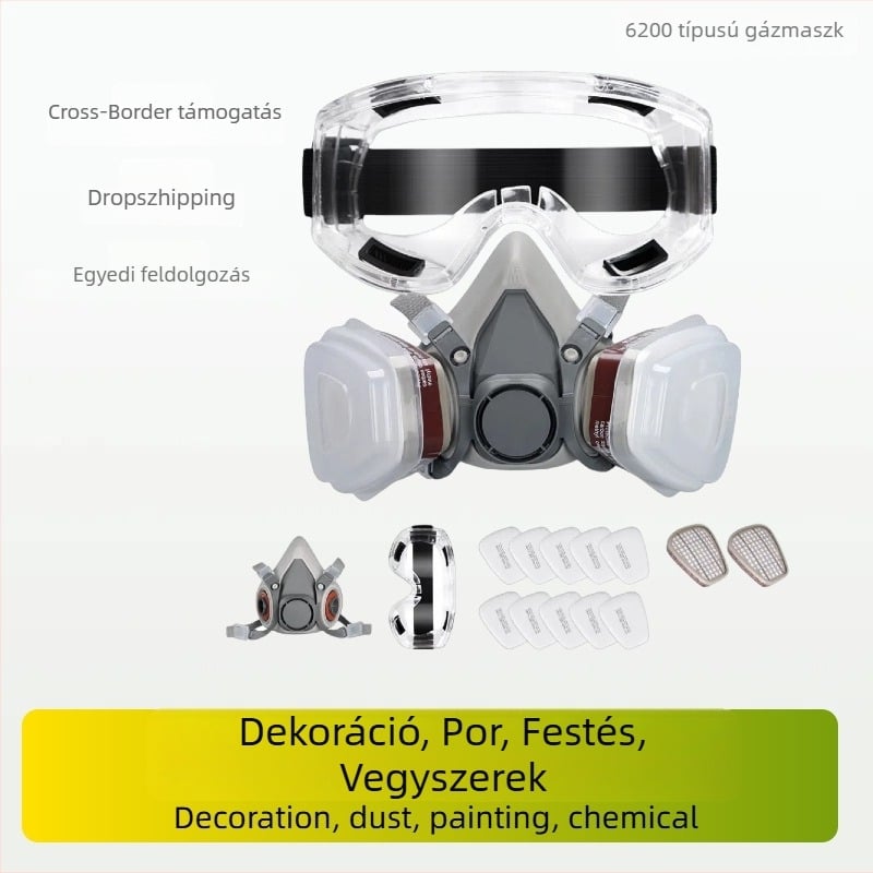 Gázmaszk és porvédő maszk festéshez, formaldehid elleni védelem és kémiai por elleni védelem