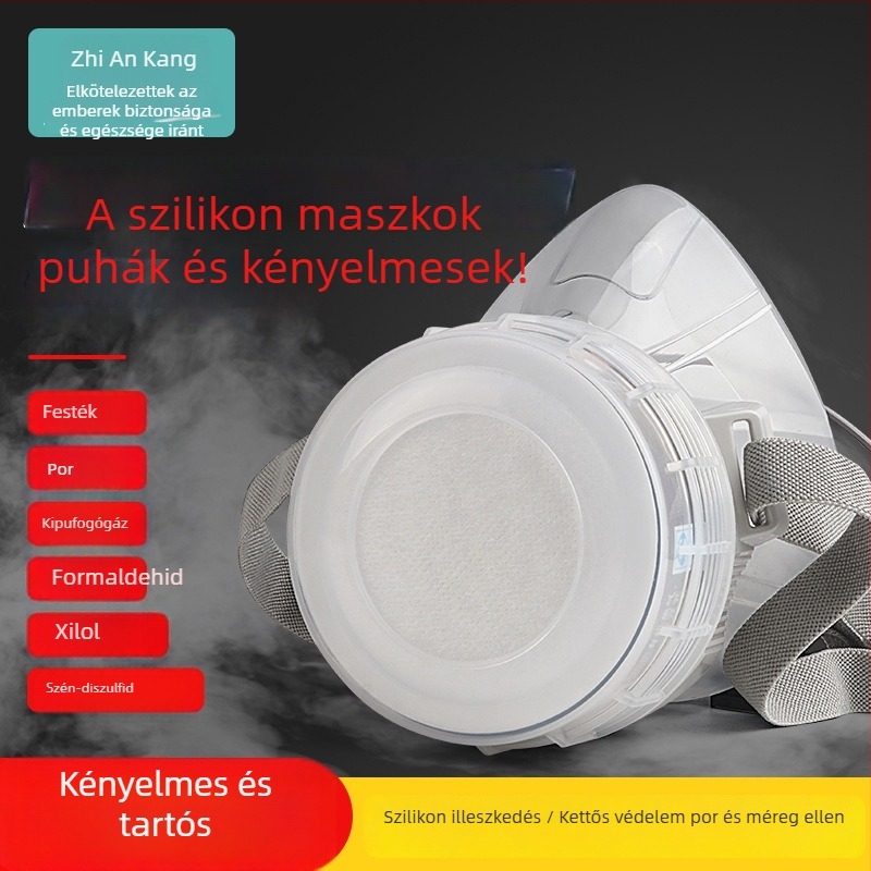 8200 szilikon gázmaszk aktív szén szűrővel, festéshez, növényvédőszerekhez, vegyi gázokhoz és ipari porhoz